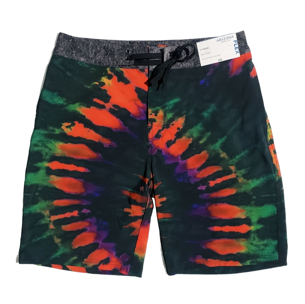 Arizona Jean Co Mens Tie Dye 9in Inseam Swim Trunk Size 32 NWT